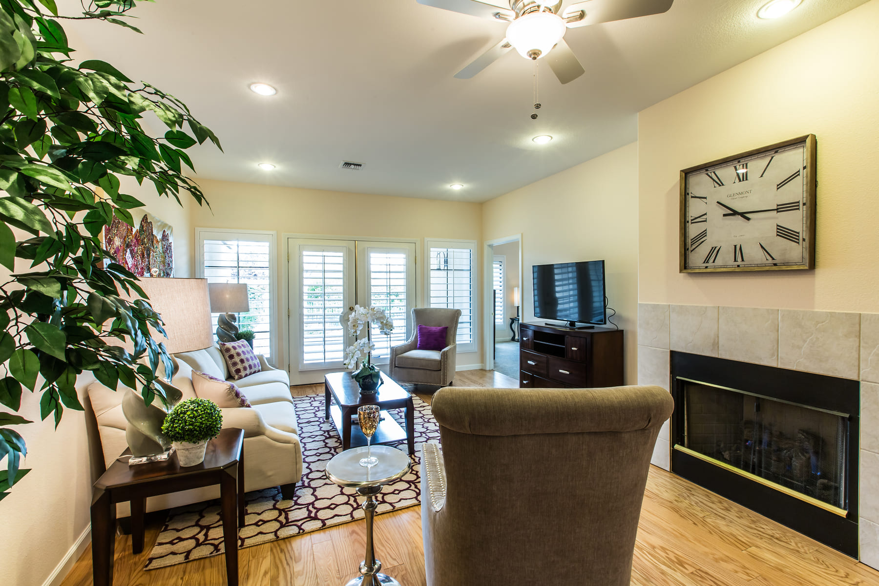 fireplace and tv in the living room